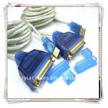 Transparent white USB 1284 printer cable,USB TO PARALLEL 1284 DB FEMALE PRINTER CABLE ADAPTER